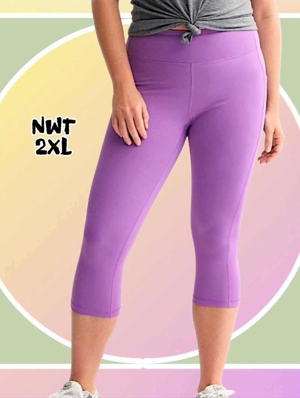 NWT 2XL Orchid Sunset Capri Leggings w 2 Side Pockets
